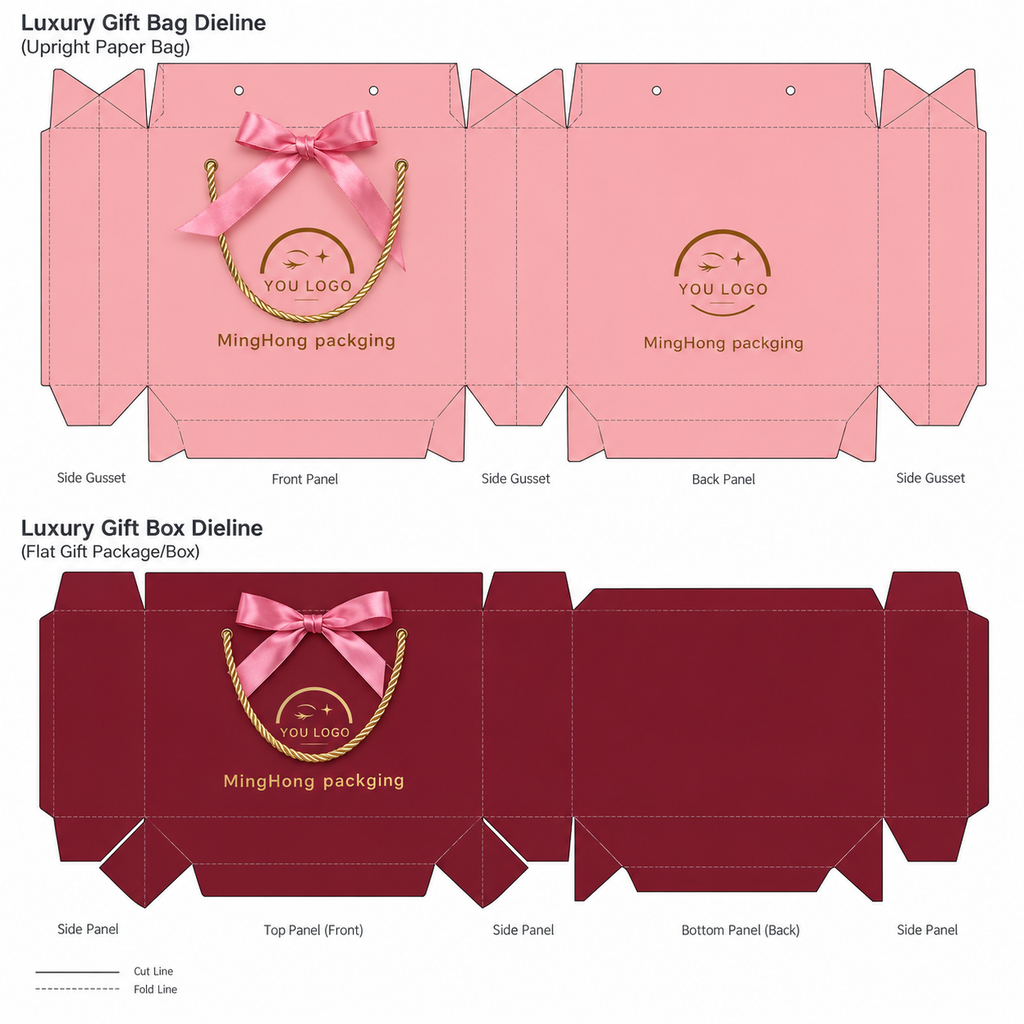 Custom Luxury Paper Gift Bags with Rope Handles & Ribbon Bow | 250gsm Hot Foil Shopping Bags