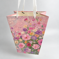 Custom Floral Paper Gift Bags with White Ribbon Handles