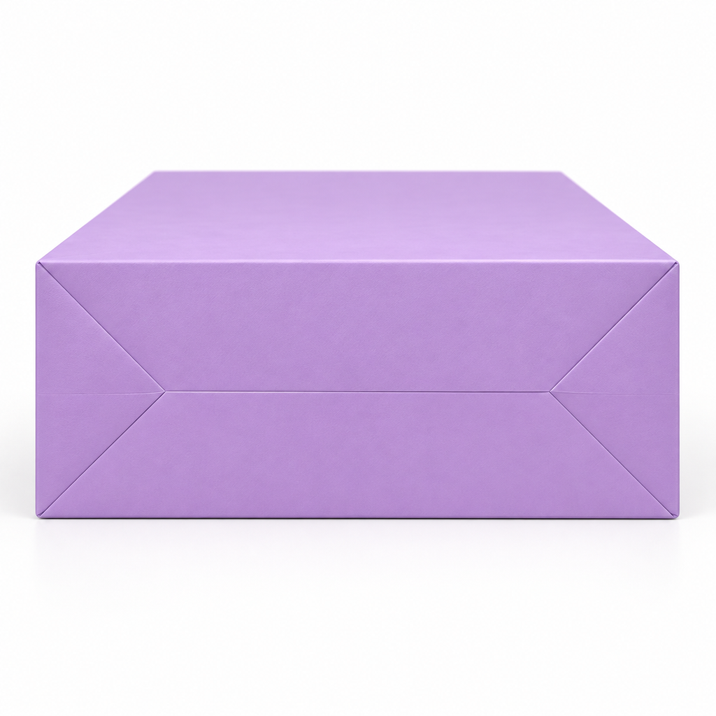Custom Lavender Paper Shopping Bags with Black Satin Ribbon Handles