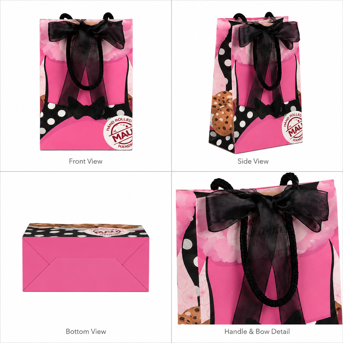 Custom Dessert Paper Gift Bags for Bakery & Boutique Sweets