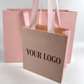 Custom Blush Pink Luxury Paper Shopping Bags with Matching Ribbon Handles