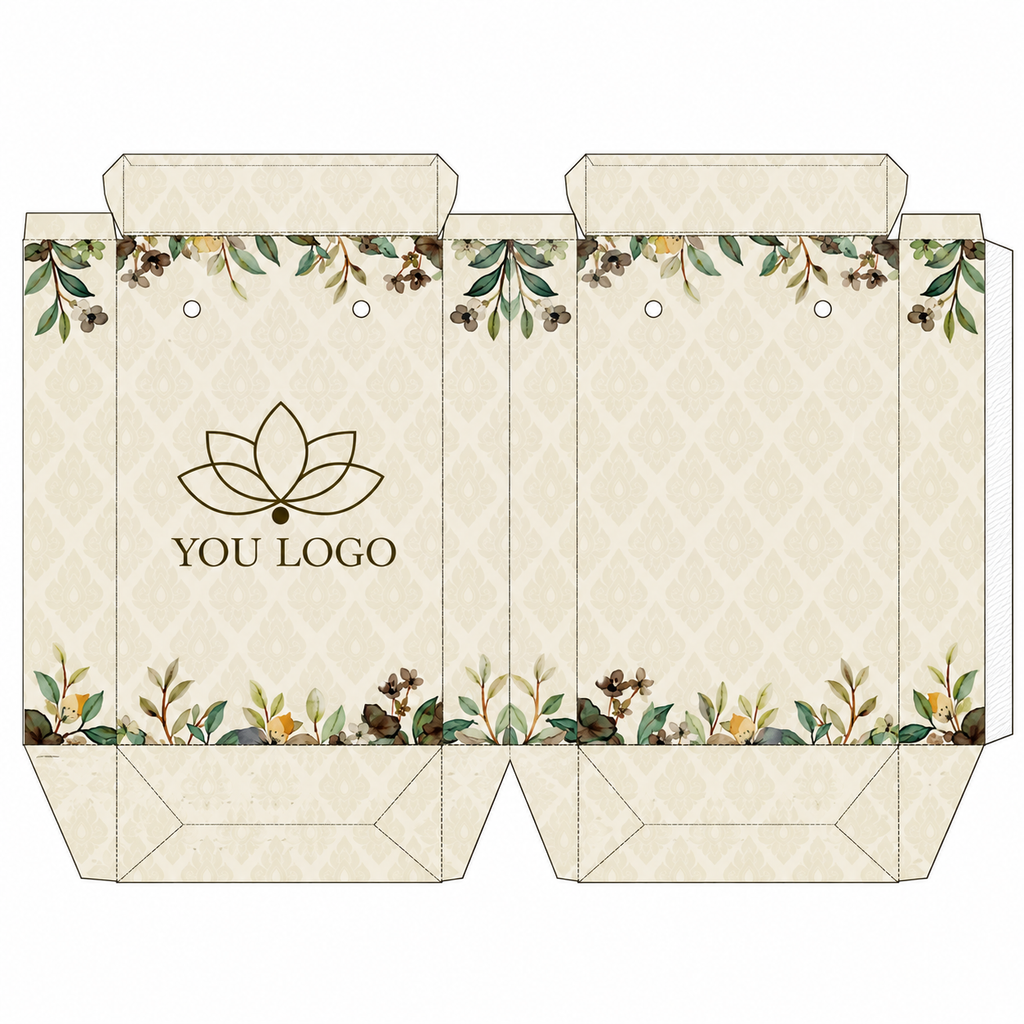 Custom Floral Printed Paper Gift Bags with Rope Handles