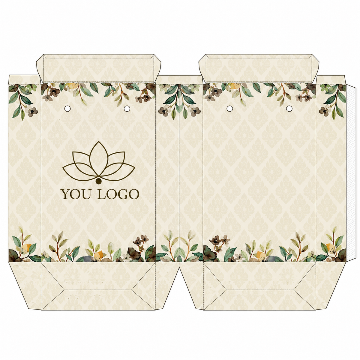 Custom Floral Printed Paper Gift Bags with Rope Handles