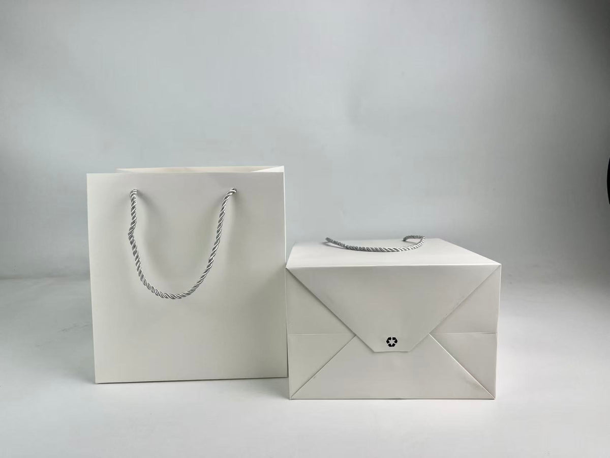 Custom White Paper Gift Bags with Rope Handles | Wholesale & Low MOQ