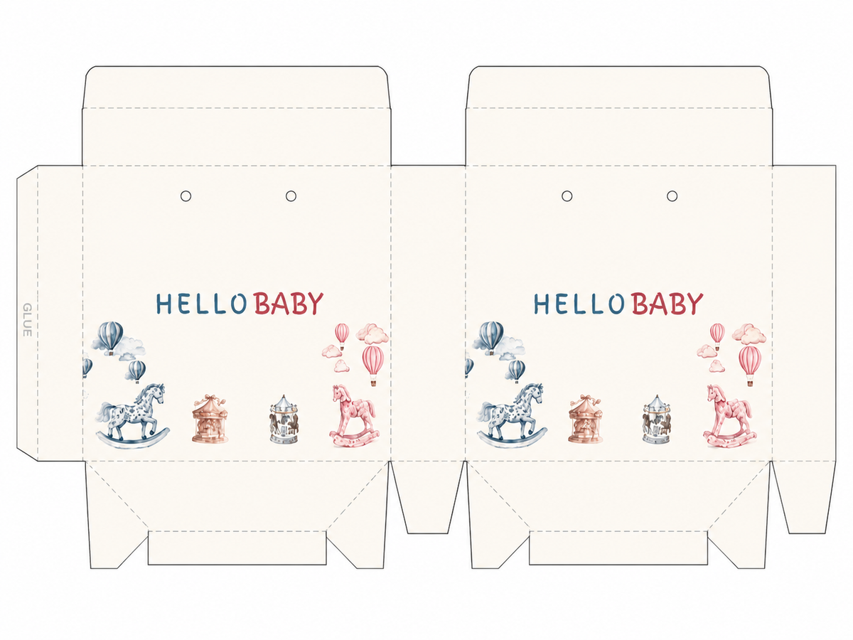 Vintage Illustrated Baby Gift Bags with Rope Handles | Custom Paper Packaging for Baby Boutiques