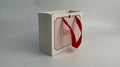 Pink Striped Cosmetic Gift Bag with Red Ribbon | Custom Skincare Packaging