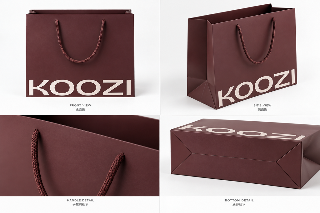 Burgundy Matte Paper Shopping Bags with Logo | Custom Large Retail Bags for Clothing & Boutiques