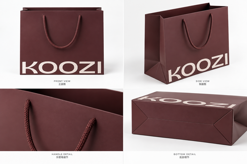 Burgundy Matte Paper Shopping Bags with Logo | Custom Large Retail Bags for Clothing & Boutiques