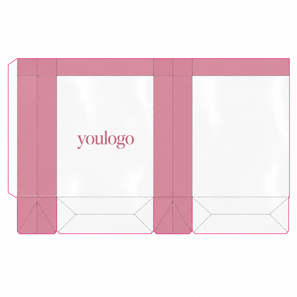 Custom White & Pink 350gsm Specialty Paper Shopping Bags with Pasted Twisted Handles