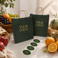 Custom Dark Green Paper Shopping Bags for Grocery & Gourmet Retail