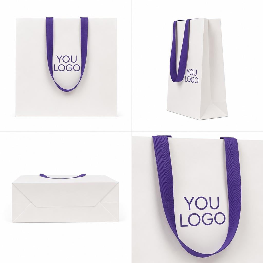 Custom Luxury Paper Bags with Ribbon Handles – Low MOQ Logo Printed Shopping Gift Bags