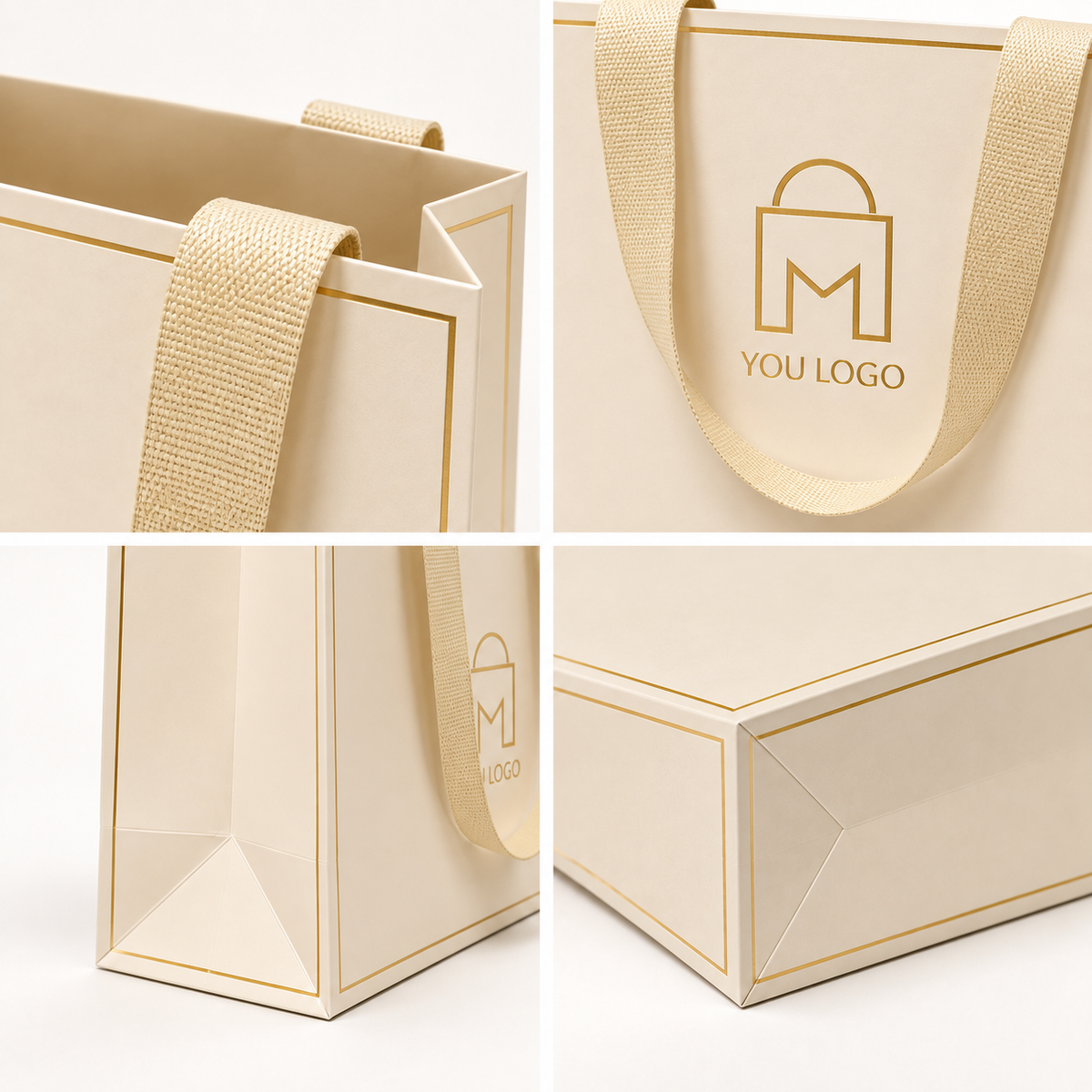 Custom Luxury Paper Bags with Hidden Ribbon Handles – 250GSM Coated Paper Gift Bags with Logo