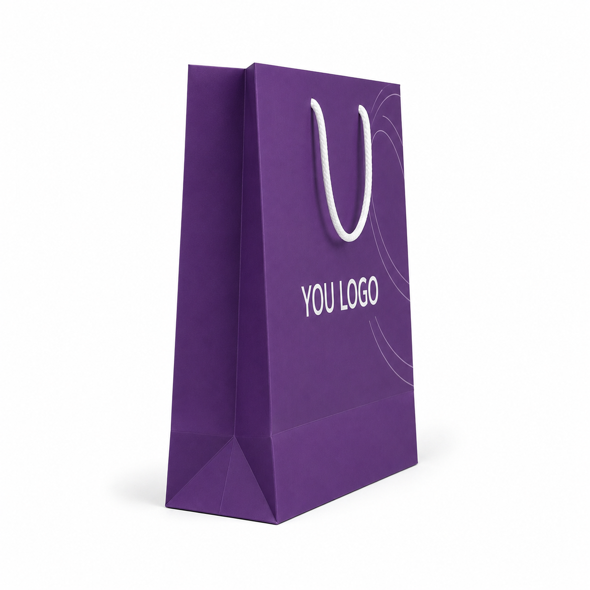 Purple Matte Paper Shopping Bags with Rope Handles | Custom Packaging for Clothing & Fashion Brands