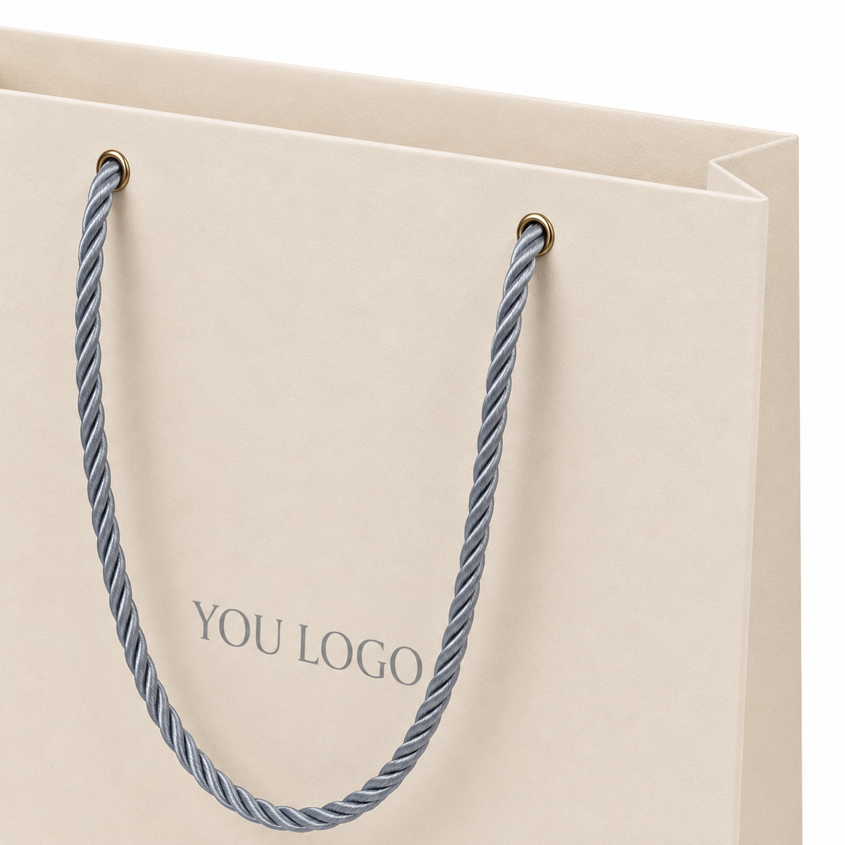 Ivory Textured Jewelry Paper Bags with Rope Handles | Custom Luxury Jewelry Packaging