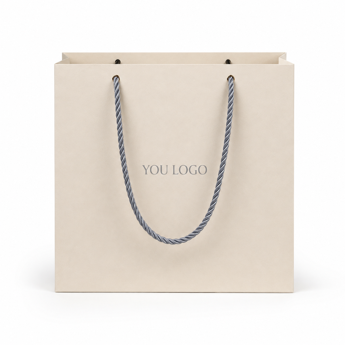 Ivory Textured Jewelry Paper Bags with Rope Handles | Custom Luxury Jewelry Packaging