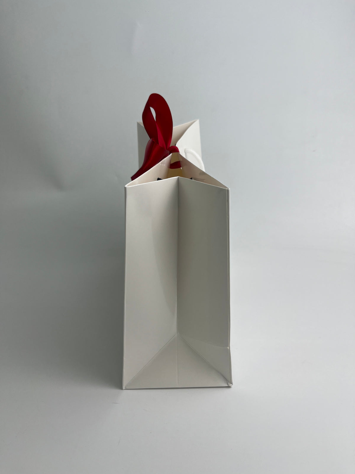 Custom Luxury Perfume Paper Bags with Satin Bow Closure and Rope Handles