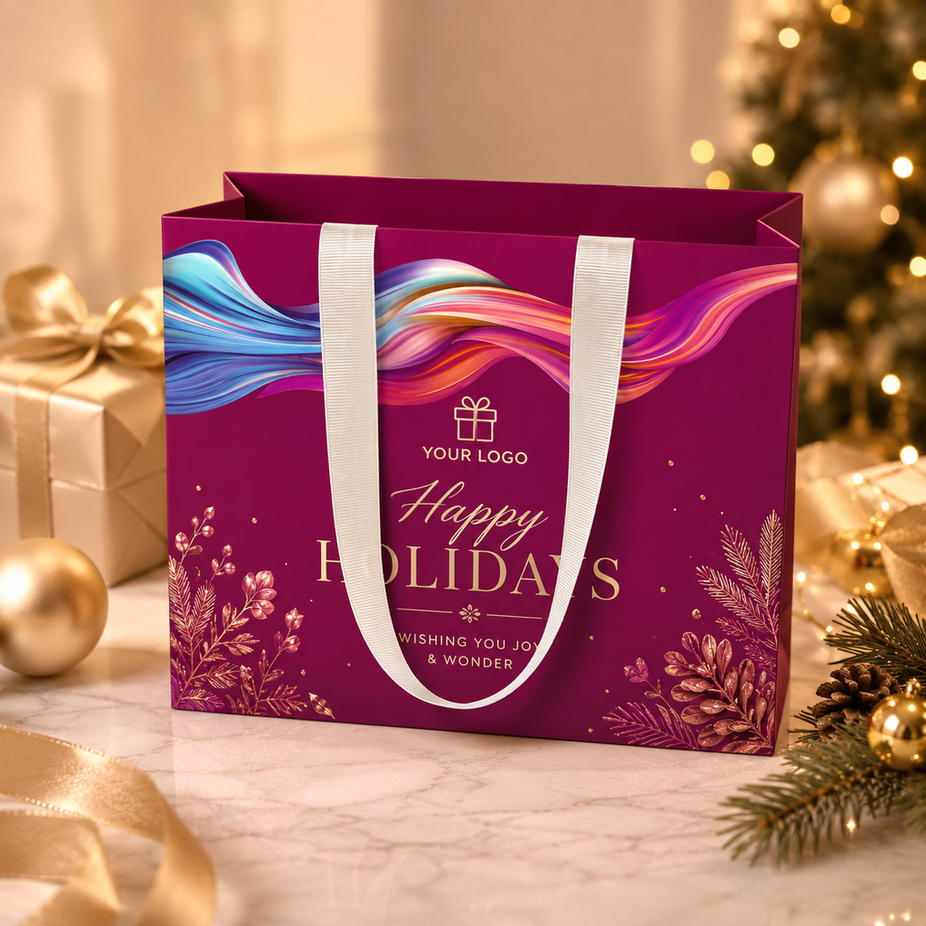 Custom Holiday Paper Gift Bags for Retail & Seasonal Promotions