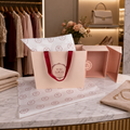 Blush Pink Boutique Packaging Set with Ribbon Bag, Rigid Gift Box & Custom Tissue Paper