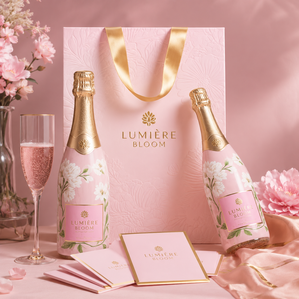 Luxury Embossed Paper Wine Gift Bags with Satin Ribbon Handles