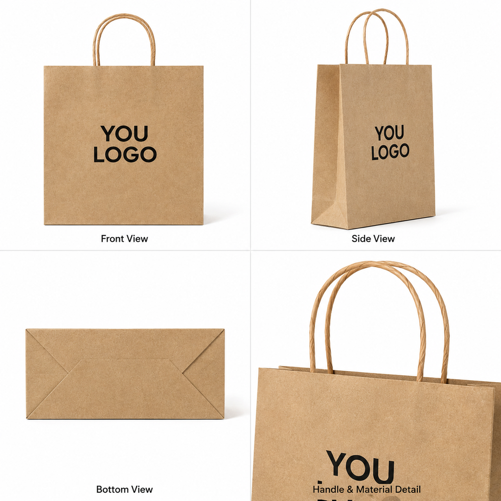 Custom Kraft Paper Shopping Bags for Retail & Apparel