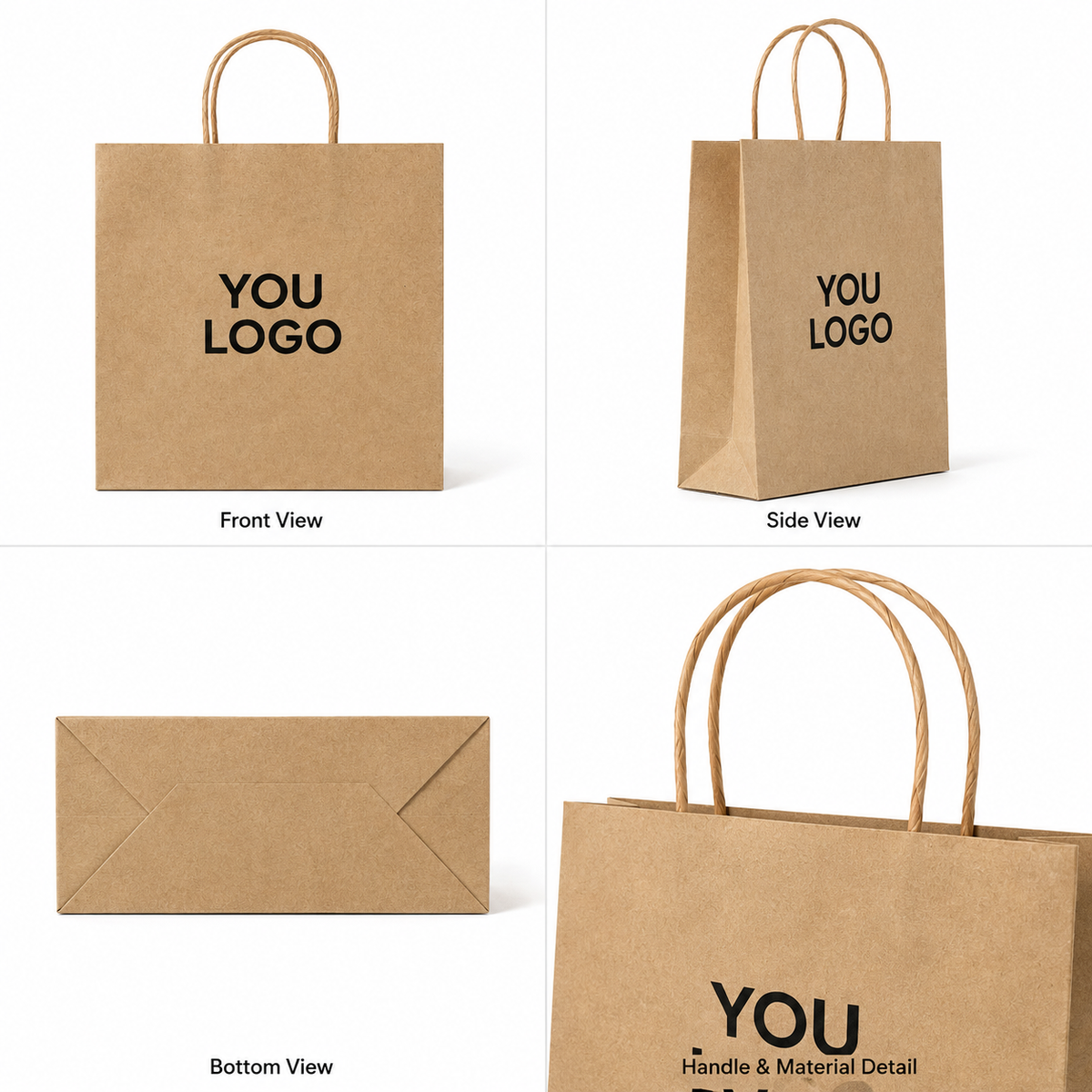 Custom Kraft Paper Shopping Bags for Retail & Apparel
