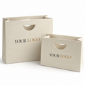 Custom Ivory Textured Paper Shopping Bags | Die-Cut Handles | Luxury Jewelry & Retail Packaging