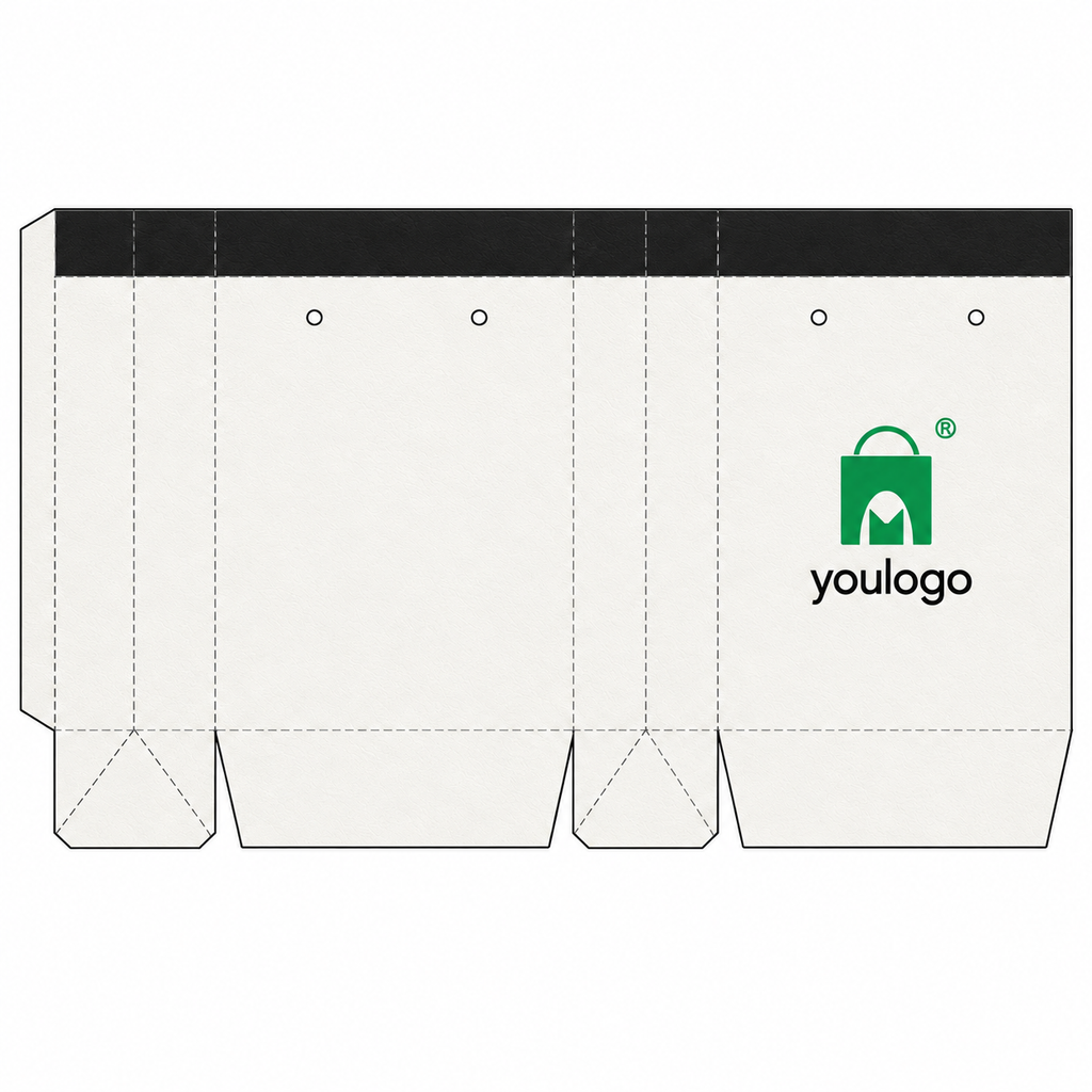 Custom White Specialty Paper Shopping Bags with Black Lining & Rope Handles