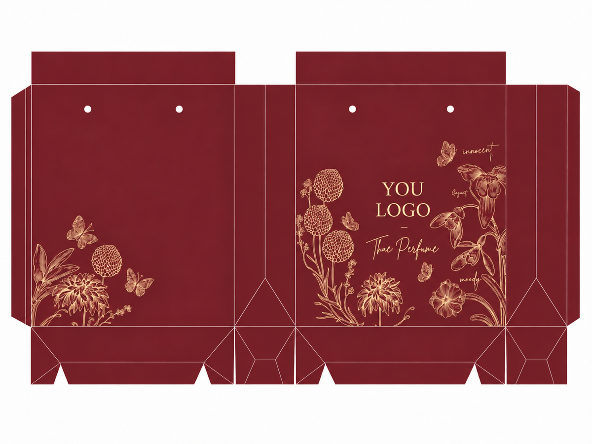 Custom Burgundy Luxury Paper Gift Bags with Rope Handles & Gold Foil Logo