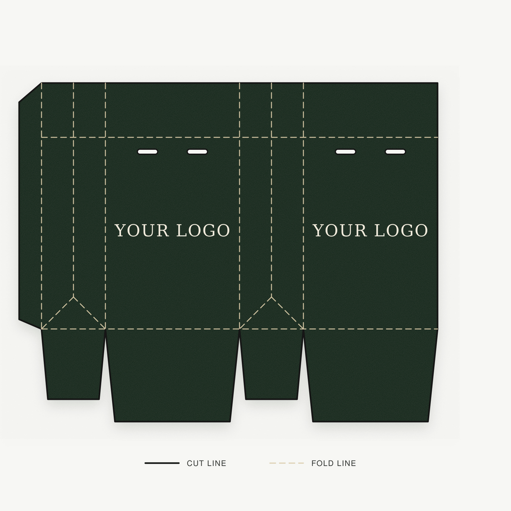 Custom Dark Green Luxury Paper Shopping Bags with Ivory Grosgrain Ribbon Handles