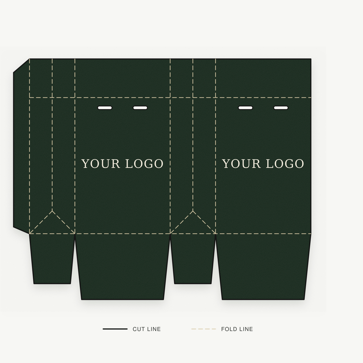 Custom Dark Green Luxury Paper Shopping Bags with Ivory Grosgrain Ribbon Handles