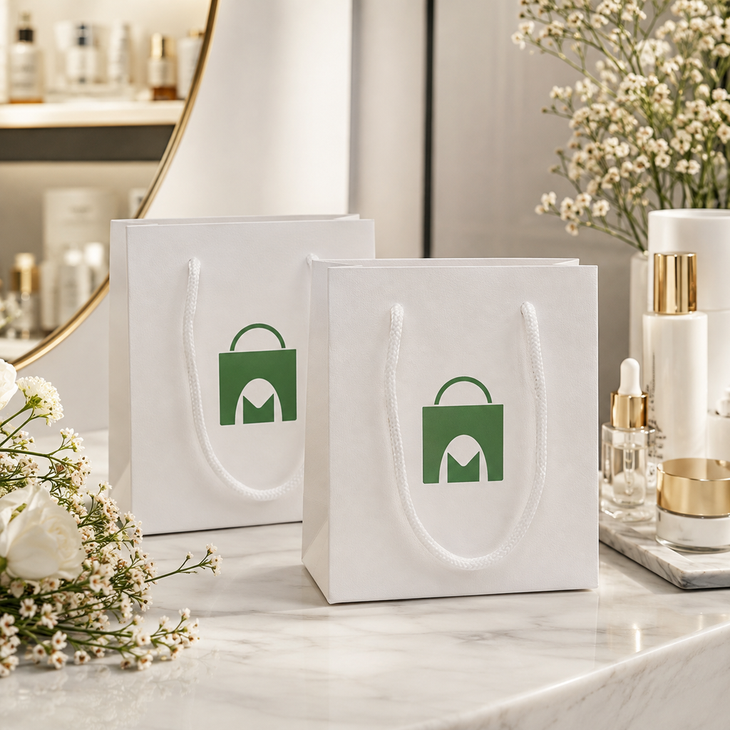 Textured Specialty Paper Gift Bags for Luxury Beauty & Boutique Packaging