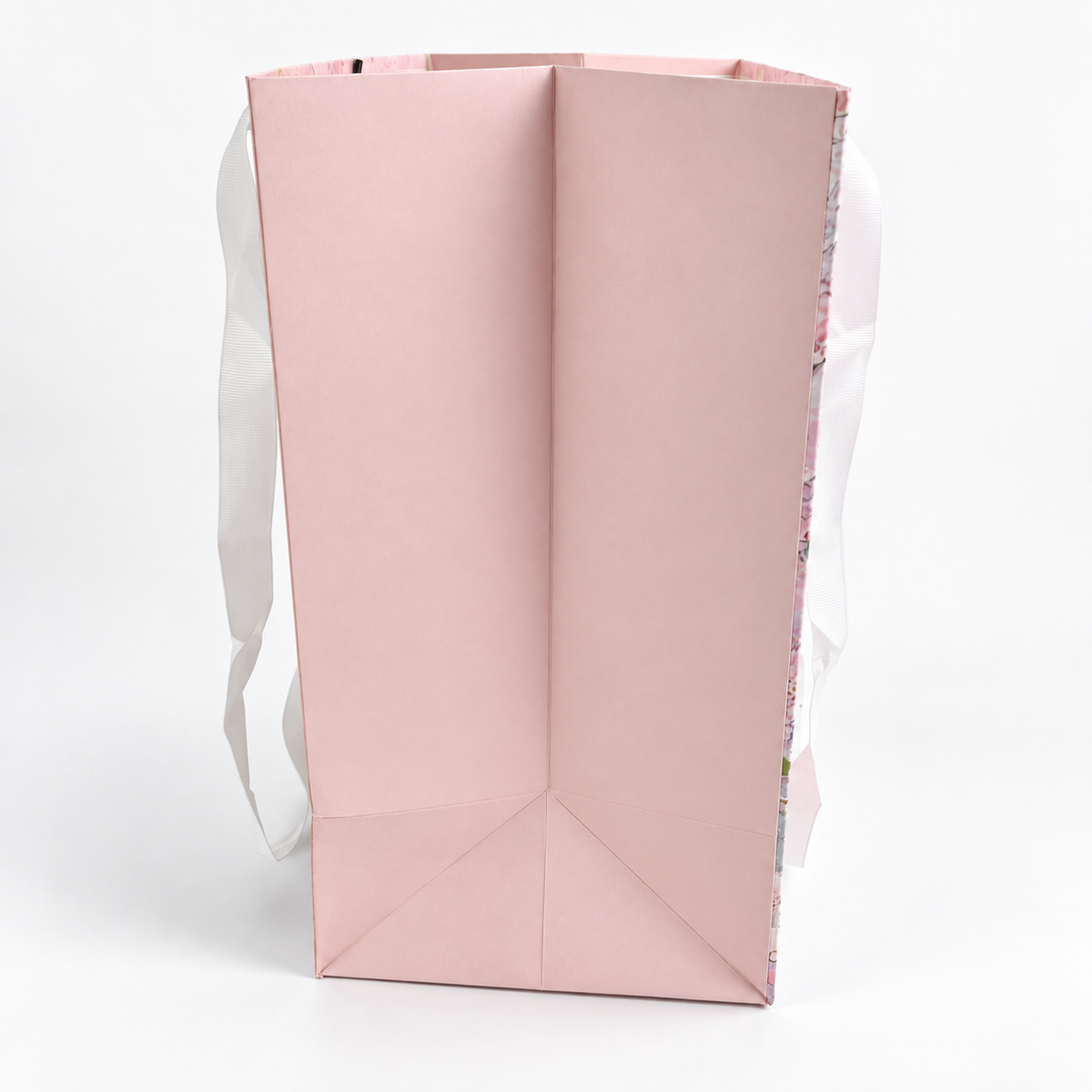 Custom Floral Paper Gift Bags with White Ribbon Handles