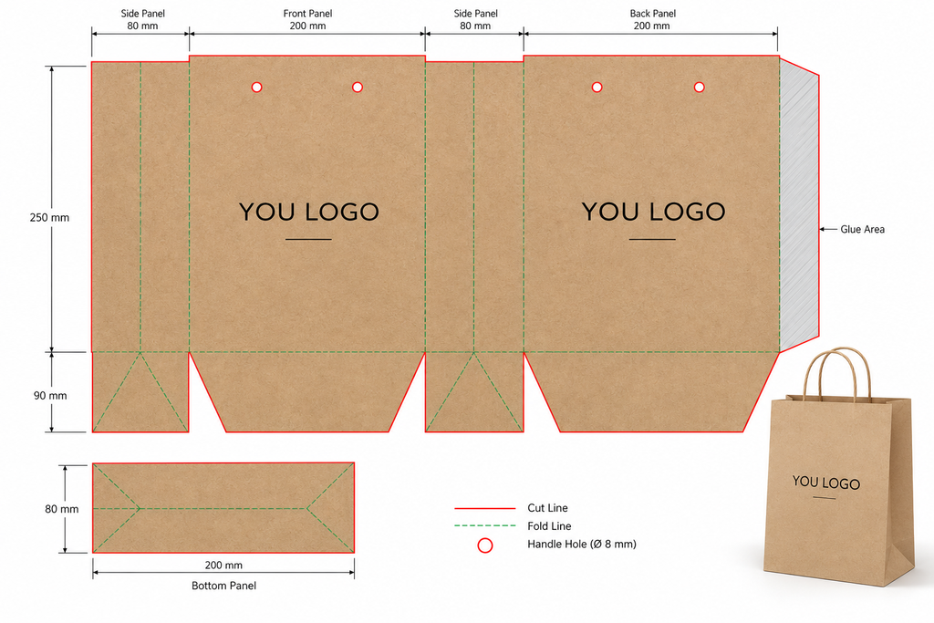 Custom Kraft Paper Shopping Bags for Retail & Apparel
