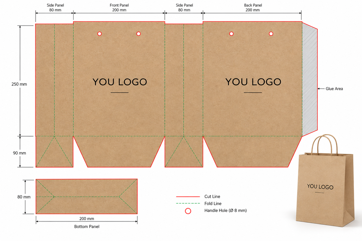 Custom Kraft Paper Shopping Bags for Retail & Apparel