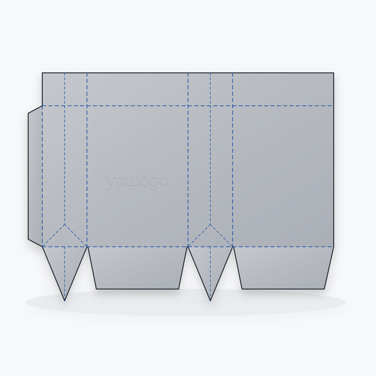 Custom Grey Specialty Paper Shopping Bags with Concealed Royal Blue Satin Ribbon Handles