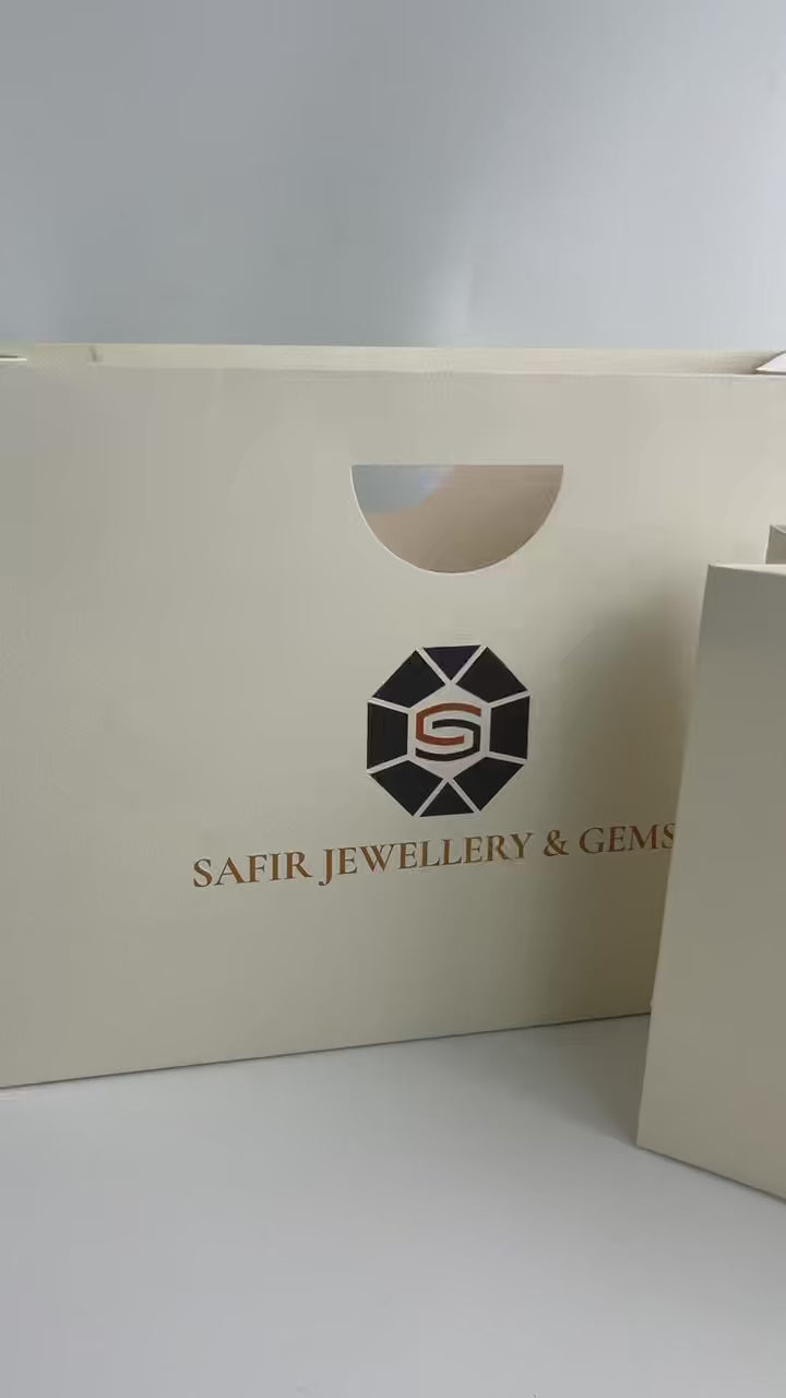Custom Ivory Textured Paper Shopping Bags | Die-Cut Handles | Luxury Jewelry & Retail Packaging