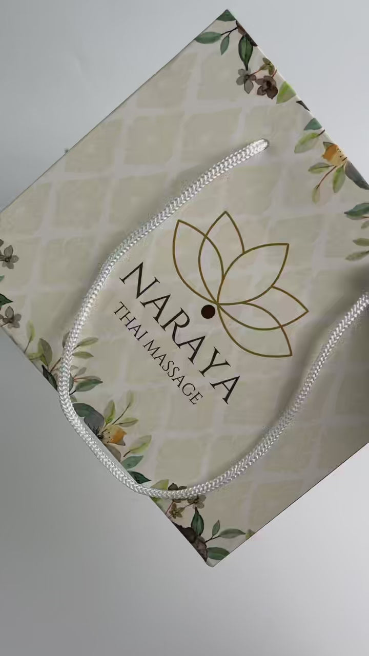 Custom Floral Printed Paper Gift Bags with Rope Handles