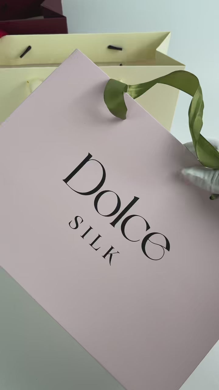 Custom Luxury Paper Shopping Bags with Satin Ribbon Handles