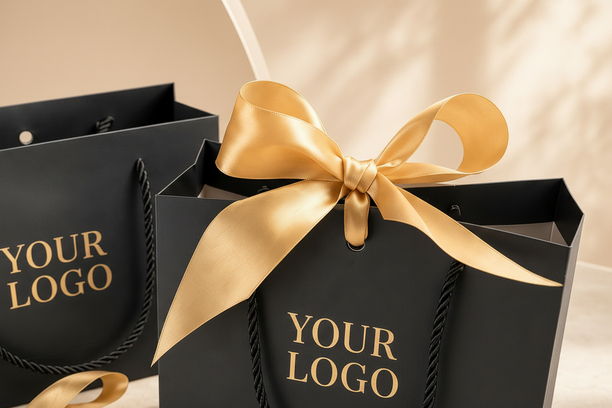 Satin ribbon and rope handle detail